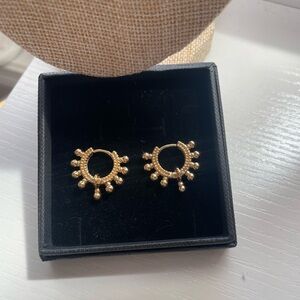 Gold Sunburst Hoop Earrings - Women Jewelry